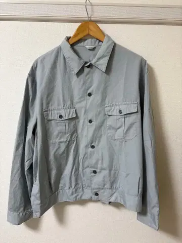 워크 셔츠 라이트 아우터 박스 스카이블루 짧은 기장