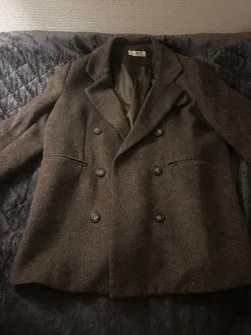 브라운 더블 브레스트 트위드 자켓