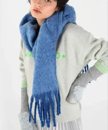 To b. by agnes b. 믹스 컬러 머플러 블루