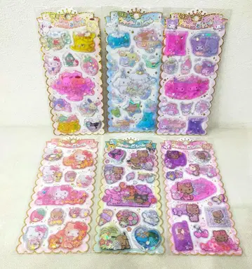 정품 반짝이는 워터 인 씰 일광화상 키티 산리오 모자 꽁지 6개