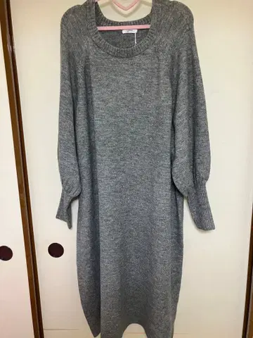 빅 사이즈 그레이 니트 원피스 긴팔 오버 사이즈 4L