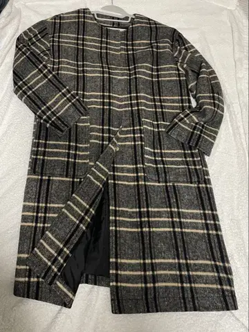 체크 무늬 롱 코트 L 사이즈