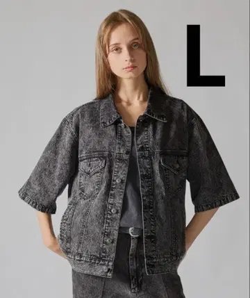 CLEL 라이트 온스 데님 트래커 반팔 셔츠 블랙 계열 L