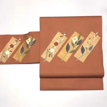 나고야 오비 본가공 수제 염색 견직물 시오제 꽃 매화 so229