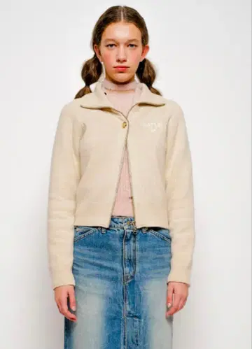 SATUR 한국 니트 집업 가디건 아이보리 베이지 새상품급