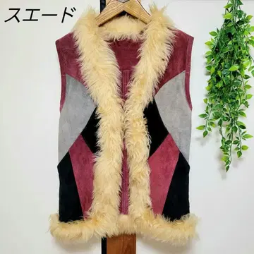 스웨이드 베스트 퍼 패치워크 웨스턴 가죽 가을/겨울 구제 의류 우먼