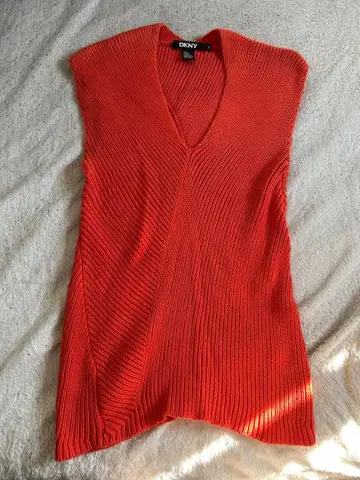 DKNY 슬리브리스 스웨터 S 오렌지