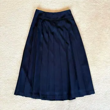 에부르 롱 플리츠 스커트 네이비 론 헤르만 36