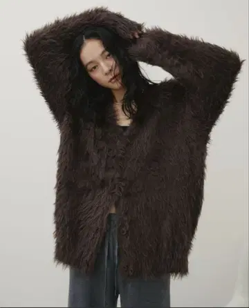 오버 사이즈 샤기 니트 가디건