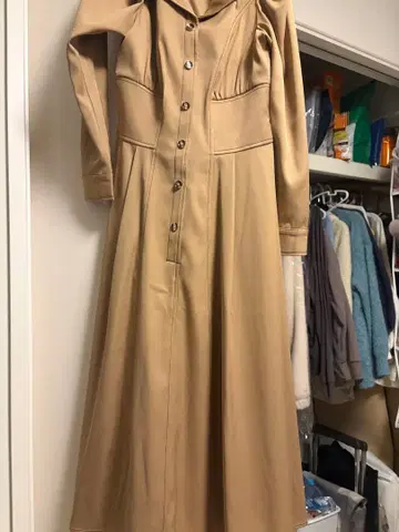 redyazel 베이지 롱 원피스 레이스업