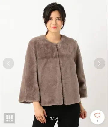 빅 사이즈 42 자유구 [아키 씨 착용] 울 무스탕 숏 자켓