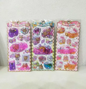 정품 반짝이는 워터 인 씰 일광화상 키티 산리오 모자 꽁지 3개