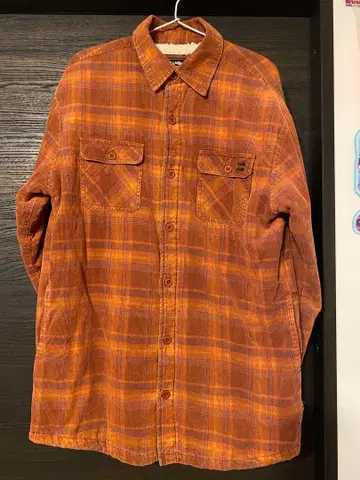 빌라봉 오렌지 계열 플란넬 셔츠 L 사이즈