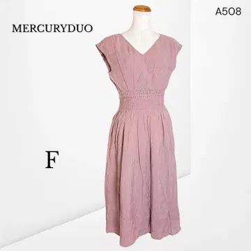 [머큐리 듀오] 허리 셔링 V넥 원피스 더스티 핑크 F