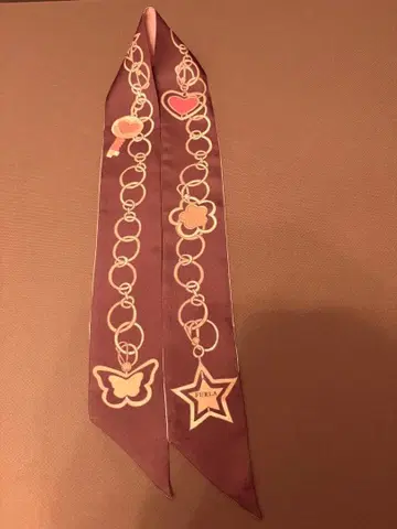 [컨디션 최상] FURLA 훌라 체인 패턴 리본 스카프 스카프 헤어밴드