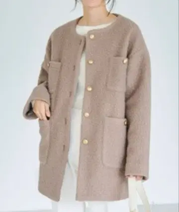 coca 푸들 보아 금장 버튼 노카라 코트