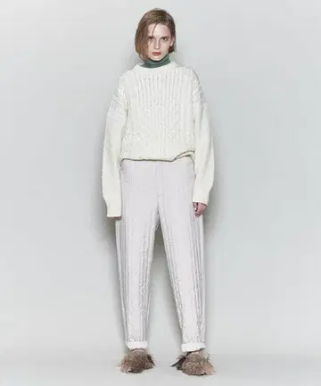 6(ROKU) 케이블 니트 그린 사이즈 38 울 100%