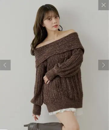 Chico 전후 2way 샤기 오프숄더 미니 원피스 니트 원피스