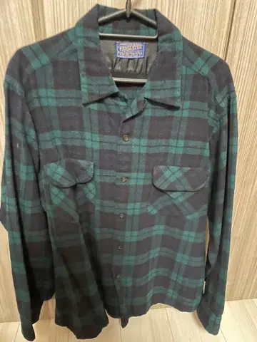 Pendleton 울 플란넬 셔츠 블랙과 그린 체크