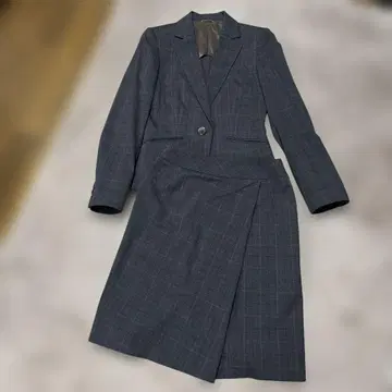 다크 브라운 체크 무늬 스커트 셋업