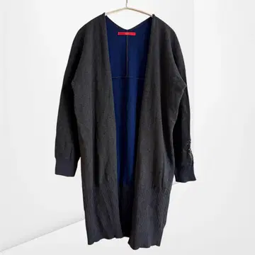 [그라니프] 롱 가디건 자수 내추럴 배색 겉옷 (F)