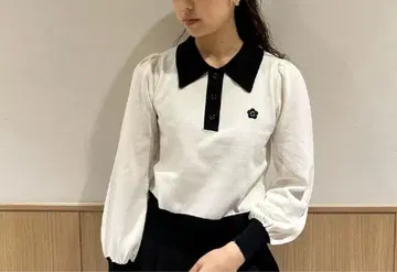 maryquant 바이컬러 데이지 폴로 긴팔 풀오버