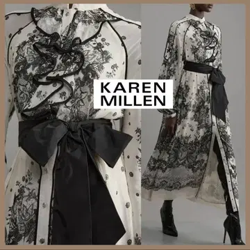택 포함 새상품 KAREN MILLEN 플라워 프린트 롱 원피스
