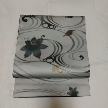 미사용 새상품 교토 후쿠로 오비 나뭇잎 패턴