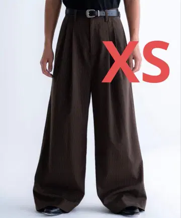 [ 완판템 ] SINSS 2턱 와이드 스트레이트 스트라이프 슬랙스 브라운