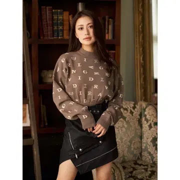 Darich 브라운 크롭 니트 스웨터