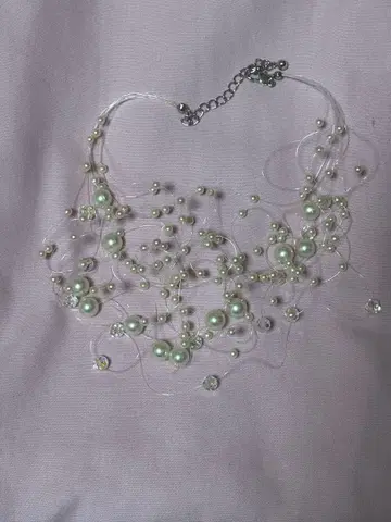 펄 목걸이 클리어 비즈 초커 액세서리