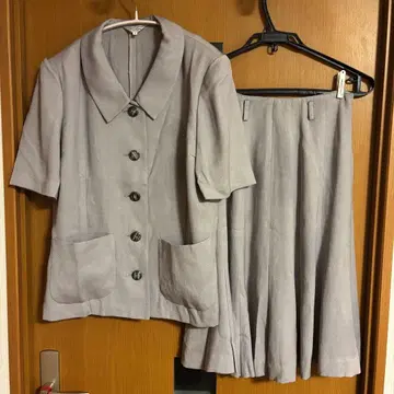 Leilian 레리안 셋업 셔츠 스커트 반팔 그레이 9호