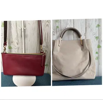 새상품급 베이지 스웨이드 핸드백, 버건디 숄더백 2종 세트