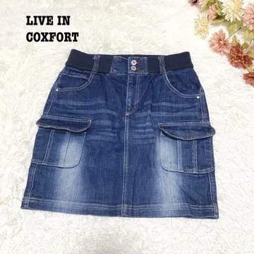 s.1217 [리브인컴포트] 데님 무릎 위 스커트 허리밴딩 M