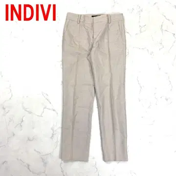 A6962 인디비 슬랙스 테이퍼드 팬츠 면 베이지 36
