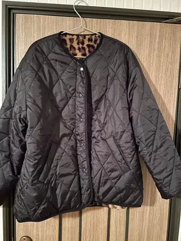coca 블랙 퀼팅 코트 L 사이즈 새상품급 리버서블 레오파드 무늬