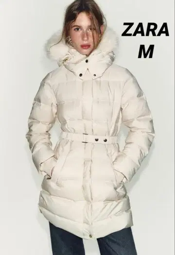 ZARA 발수 가공 윈드 브레이커 후드 부착 다운 자켓 M