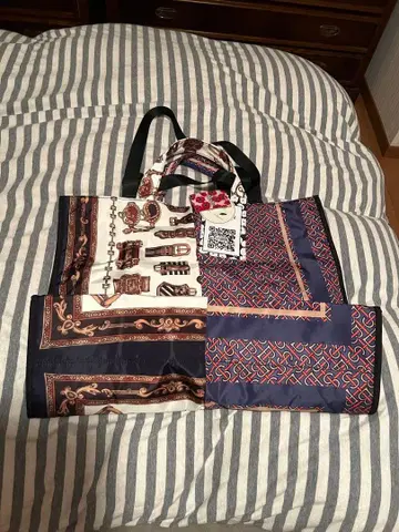 syabon 나일론 빅 토트백 택 포함 새상품 스카프 패턴