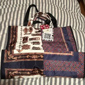 syabon 나일론 빅 토트백 택 포함 새상품 스카프 패턴