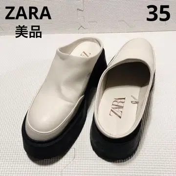 새상품급 ZARA 로퍼 통굽 35 약 22.5cm 화이트 인조 가죽