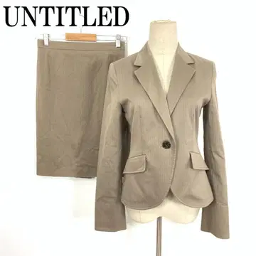 LA8142 언타이틀 스커트 정장 세트 면 스트라이프 베이지 2