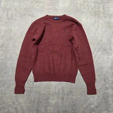 랄프 로렌 크루넥 니트 스웨터 포니 로고 울 빨간색