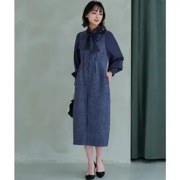 LL 루일 에 부티크 믹스 트위드 콤비 롱 내로우 원피스 드레스