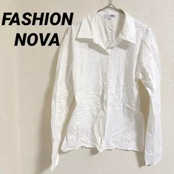 FASHION NOVA 화이트 긴팔 셔츠 뒷면 메쉬 소재 신축성 화이트
