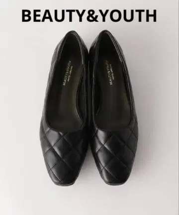 [새상품급] BEAUTY&YOUTH 퀼팅 플랫 펌프스 블랙 24.5