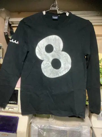 mufa MARINE, 블랙 숫자 8 프린트 긴팔 T셔츠