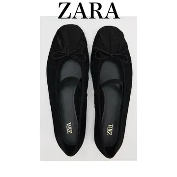 zara 리본 포함 발레 슈즈 플랫슈즈 블랙 시어