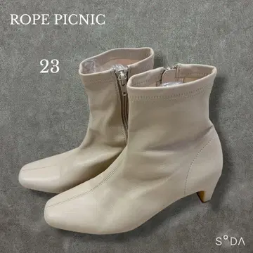 로페피크닉 [ 23 ] 사이드 지퍼 숏부츠 인조 가죽 아이보리