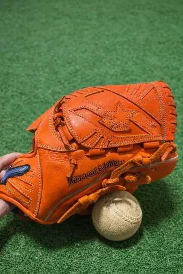 오렌지 가죽 야구 그로브 오른손용
