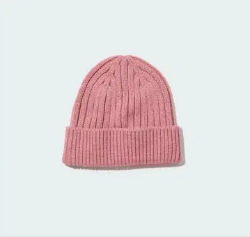 핑크 리브 니트 모자